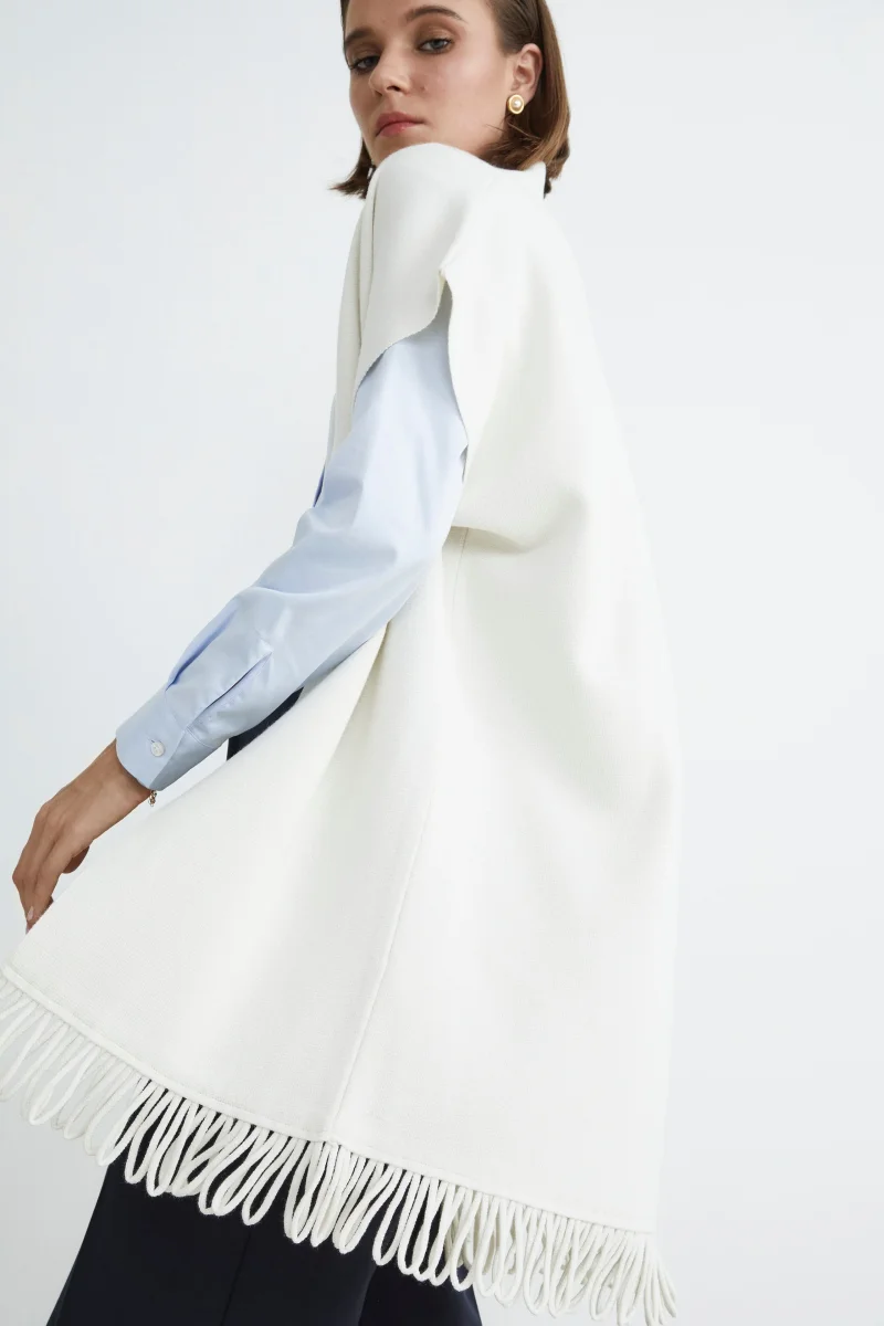 Gilet con frange - ECRU - immagine 4