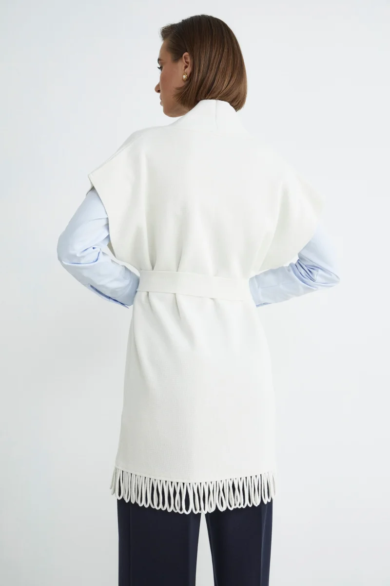 Gilet con frange - ECRU - immagine 6
