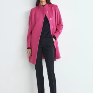 Cappotto di lana con bottoni - FUXIA
