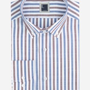 Camicia a righe button down - RIGATO BLU/MARRONE