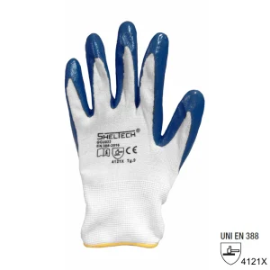 Guanti SHELTECH nylon bianco/nitrile royal - GGU022