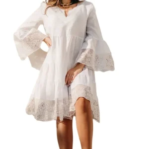 Abito Positano Corto Morgana in Puro Lino Bianco