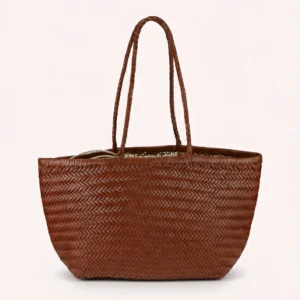 Tote Bag in Pelle Intrecciata a Mano