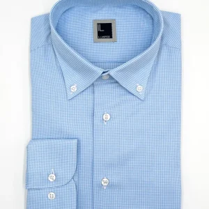 Camicia Fantasia Button Down in Cotone - AZZURRO QUADRI