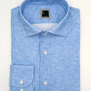 Camicia Slim Fit in Tessuto Tecnico - AZZURRO