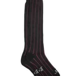 Calze Lunghe Rigate in Cotone - NERO/ROSSO