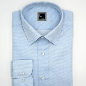 Camicia Tinta Unita Regular Fit con Collo Classico - AZZURRO