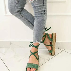LIDIA-Espadrilles platform con lacci alla caviglia