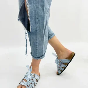 MARIA-Ciabatte in ecocamoscio con lacci