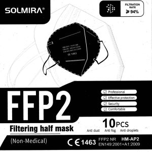MASCHERINE FFP2 COLORE NERO CF 10 PEZZI (€ 0,70 al pezzo)