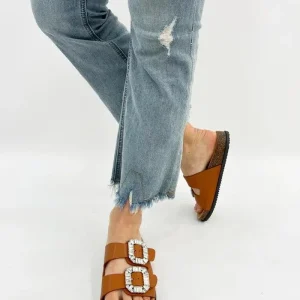 NORA-ciabatta platform con fibbie gioiello