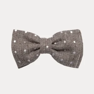 Papillon fantasia pois beige lino/seta