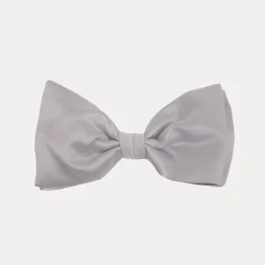 Papillon in raso di seta grigio perla