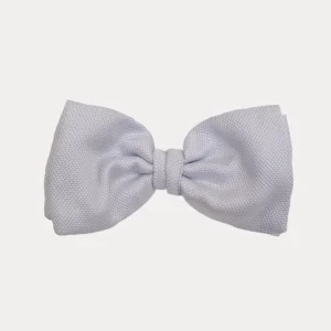 Papillon seta jacquard azzurro perla