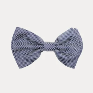 Papillon seta jacquard micro effetto blu