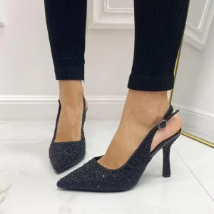 Diamante - Décolleté Donna Tacco Punta Strass Nero