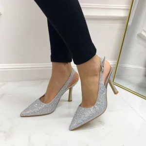 Diamante - Décolleté Donna Tacco Punta Strass Argento