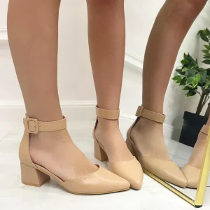 Noelia - Décolleté Donna Tacco Basso Quadrato Punta Beige