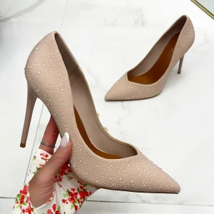 Gloss - Scarpe Décolleté Strass Elegante Tacco Nude