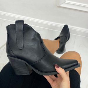 Allison - Stivale Donna Basso Texani Tacco Punta Nero