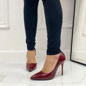 Camille - Décolleté Donna Tacco Spillo Punta Vernice Elegante Bordeaux