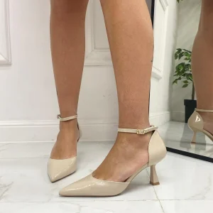 Karissa - Décolleté Donna Tacco A Spillo Punta Vernice Elegante Beige