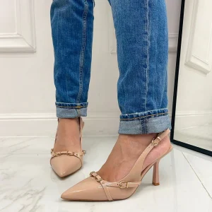 Virginia - Décolleté Donna Tacco A Spillo Punta Vernice Elegante Nude