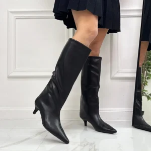 Lucy - Stivale Donna Alto Tacco Punta Casual Elegante Nero