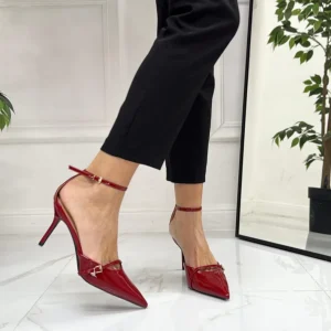 Penelope - Décolleté Donna Cinturino Tacco Spillo Basso Elegante Bordeaux