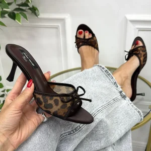 Trasy - Sandalo Donna Scarpa Tacco Punta Leopardato