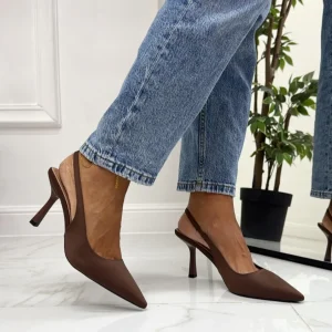 Shinta - Décolleté Donna Tacco Spillo Punta Marrone