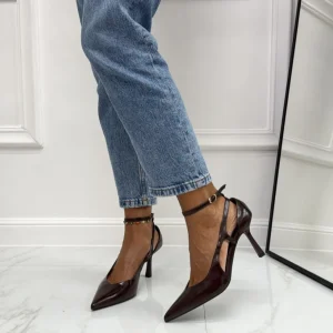 Yves - Décolleté a Punta con Cinturino alla Caviglia Marrone