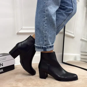 Faye - Stivaletto Donna Scarpa Punta Tonda Casual Comodo Nero