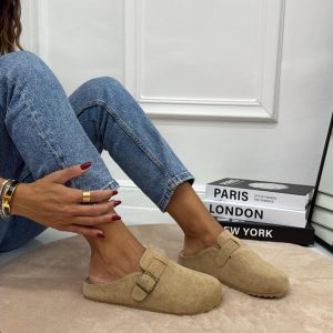 Gabry - Scarpa Sabot Mules Donna Flat Tallone Scoperto Khaki