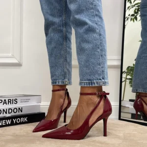 Terry - Décolleté a Punta con Cinturino alla Caviglia Bordeaux