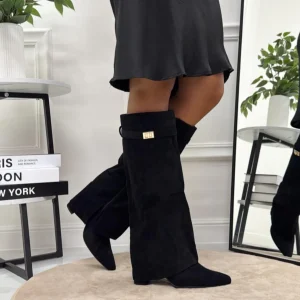 Luce - Stivale Donna Scarpa Punta Tacco Quadrato Nero