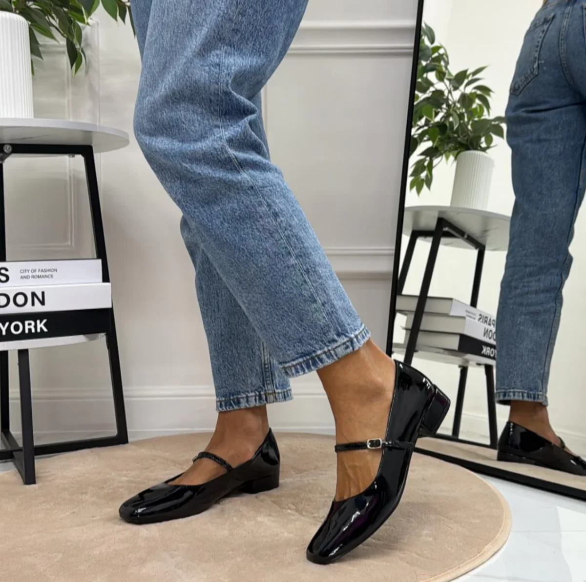 Cristina - Scarpe Donna Ballerine Cinturino Comode Lucido Nero - immagine 5