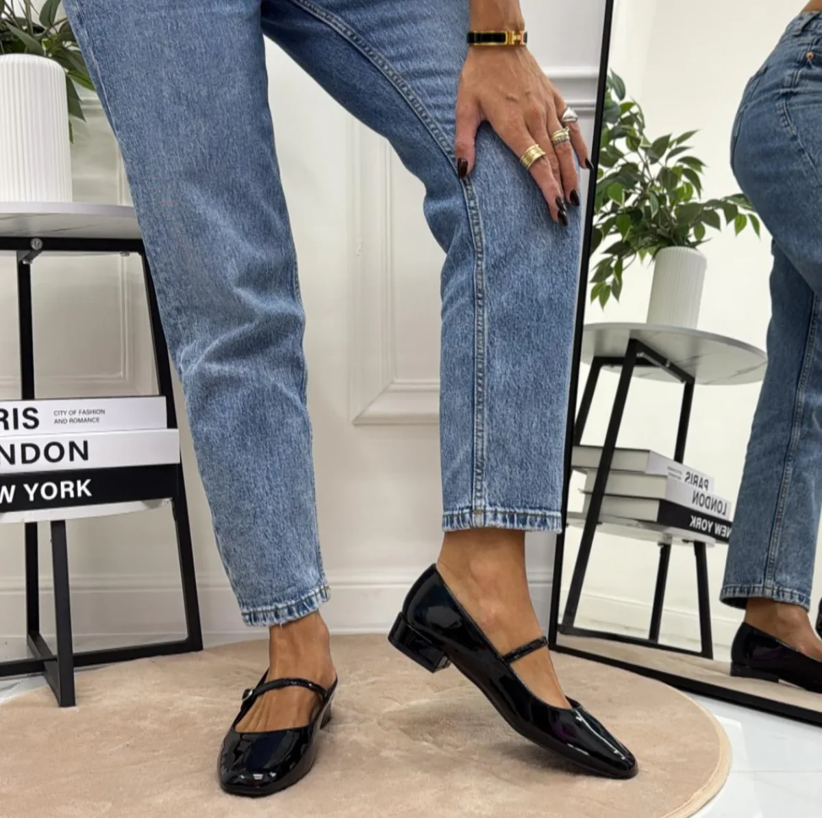 Cristina - Scarpe Donna Ballerine Cinturino Comode Lucido Nero - immagine 4