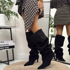 Zaira - Stivale Donna Alto Tacco Punta Casual Elegante Nero