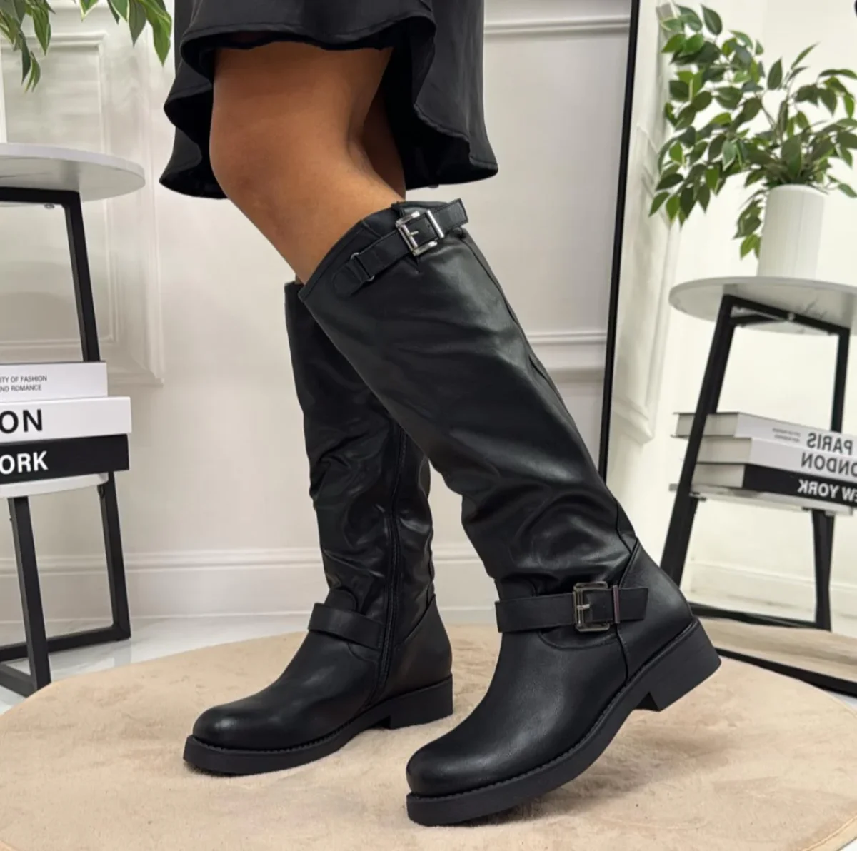 Hella - Stivale Donna Anfibio Alto Fibbia Nero - immagine 3