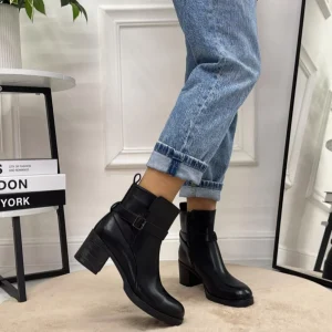 Jessica - Stivaletto Anfibio Donna Scarpa Basso Casual Fibbia Nero