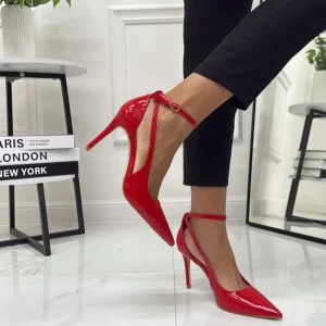 Terry - Décolleté a Punta con Cinturino alla Caviglia Rosso