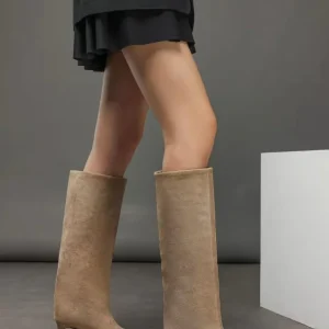 Yole - Stivale Donna Alto Tacco Punta Casual Elegante Beige