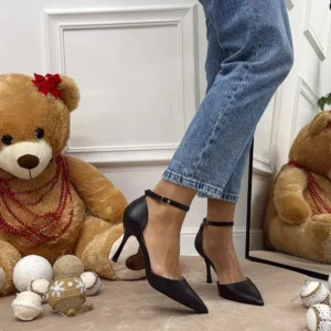 Liora - Décolleté Donna Cinturino Tacco Spillo Basso Elegante Marrone