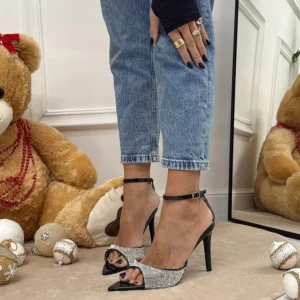 Celeste - Décolleté Donna Cinturino Tacco Spillo Basso Elegante Nero