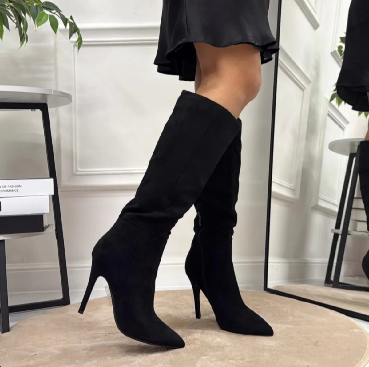 Clelia - Stivale Donna Alto Tacco Punta Casual Elegante Nero - immagine 3