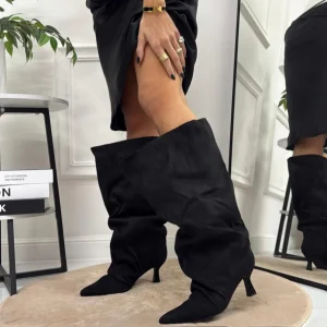 Loreley - Stivale Donna Alto Tacco Punta Casual Elegante Nero