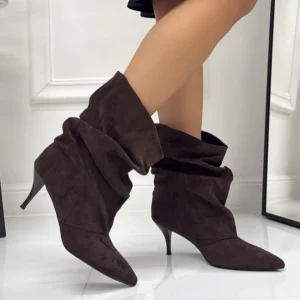 Delphine - Stivaletti Donna Tacco Alto Punta Marrone