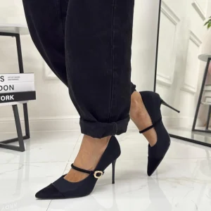 Raya - Décolleté Donna Cinturino Tacco Spillo Elegante Nero