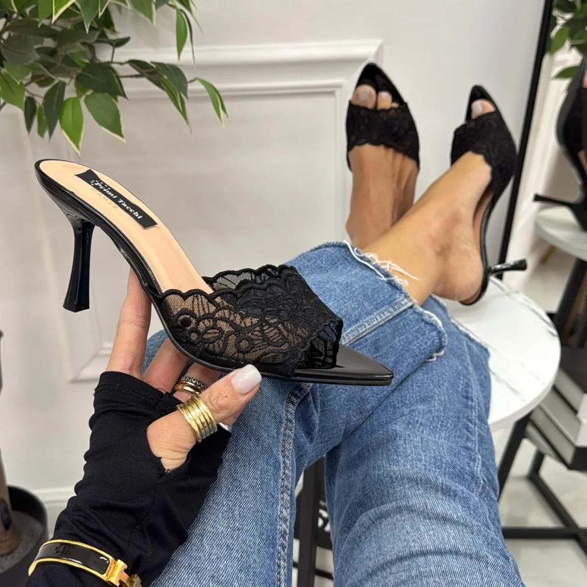 Florya - Sandali Donna Scarpa Tacco Comodo Nero - immagine 2